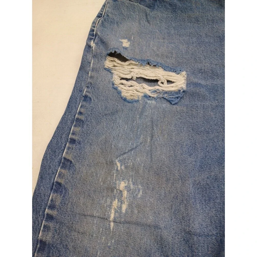Carhartt Mens Straight Leg Relaxed Fit Jeans Blue Denim Distressed 42x32 #2112
